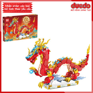 T2088 lắp ghép rồng năm mới may mắn đón tết - đồ chơi xếp hình mô hình dragon 80112