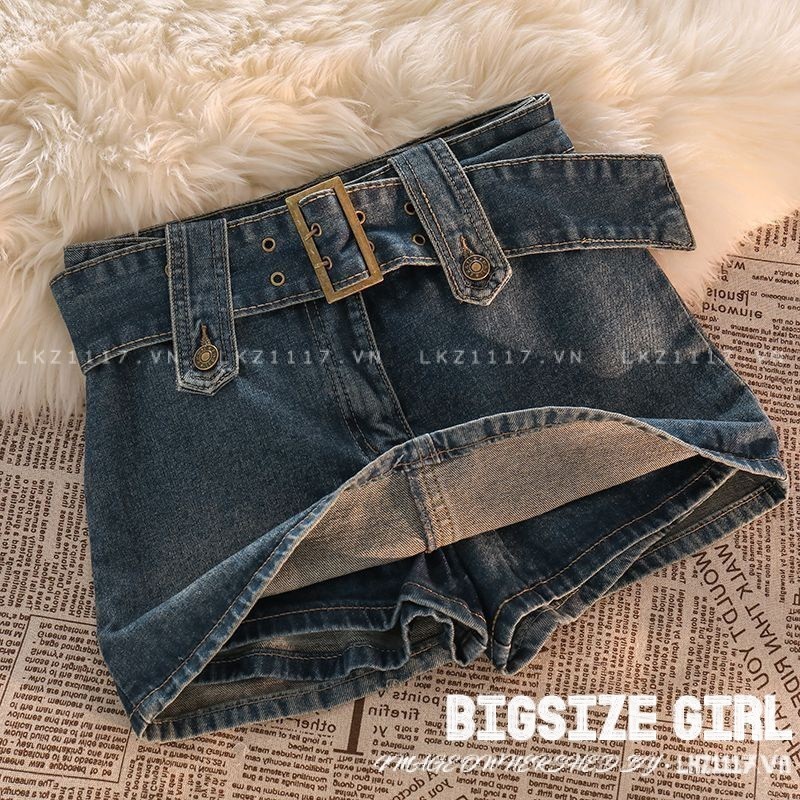 chân váy bò ngắn Bigsize quần giả váy nữ jean lưng cao chữ a mùa hè Phong cách Hàn Quốc Thời Trang đẹp