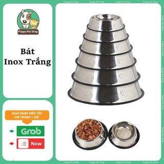 Bát Ăn Inox Trắng Cho Chó Mèo