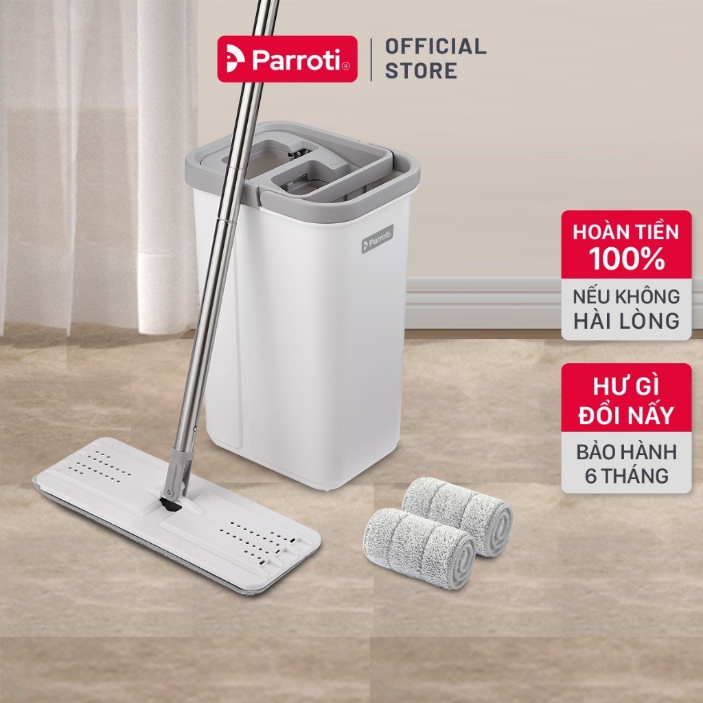 Cây lau nhà tự vắt thông minh, lau 360 độ, sàn nhà sạch khô nhanh Parroti Pro PR01