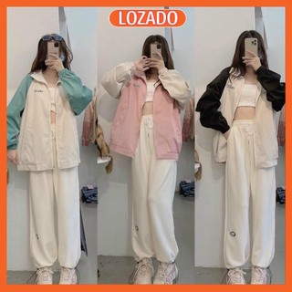 Áo khoác gió nữ LOZADO áo khoác records jacket dù 2 lớp phối màu xinh - A137
