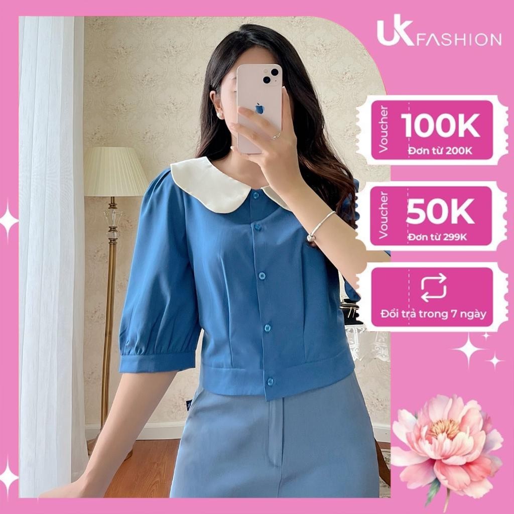 Áo Sơ Mi Bo Gấu Phối Cổ UK Fashion Kiểu dáng Trẻ Trung, Chất Liệu Cao Cấp, Siêu Mềm Mịn UKSM2306032