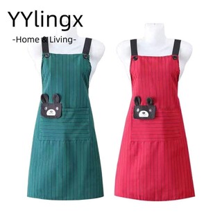 YYlingx Tạp dề nữ, Phụ kiện làm sạch Tạp dề nhà bếp bằng vải Cotton, Tạp dề nấu ăn gia đình thoáng khí thời trang