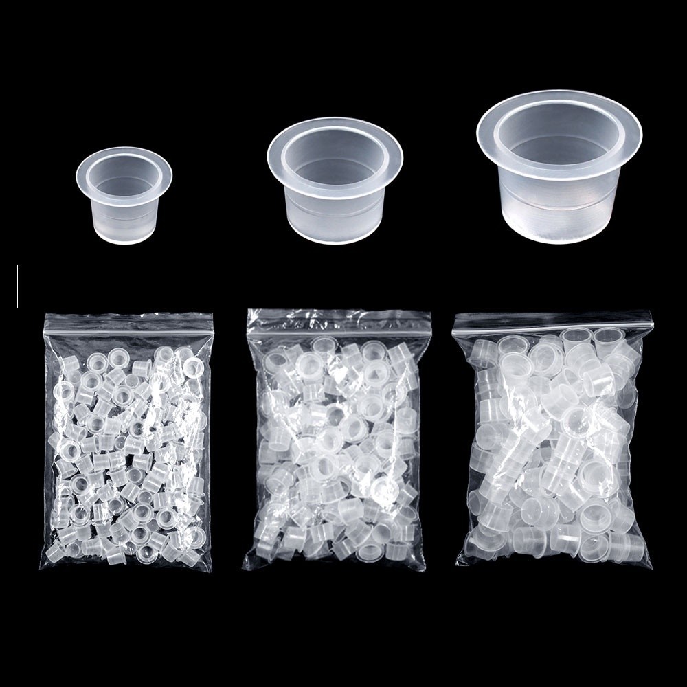 Set 100 Cốc Đựng Mực Xăm Kích Thước S / M / L Dùng Một Lần Không Đế Tiện Dụng