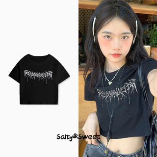 Salty&Sweet store áo phông áo thun nữ croptop baby tee Korean Dễ thương thời trang Minimalist WTX243032G 10Z240305