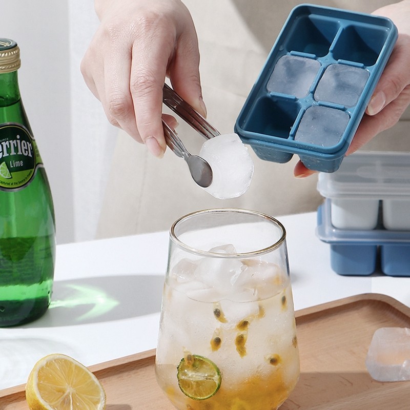 Ice Grid Ice Block Ice Making Box Khuôn đóng băng Tủ đông nhanh Hộp đá có nắp Gel silicon