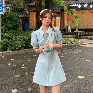 Váy ngắn tay bong bóng bong bóng mới váy ngắn phong cách, váy eo kiểu Pháp thời trang, xu hướng nữ
