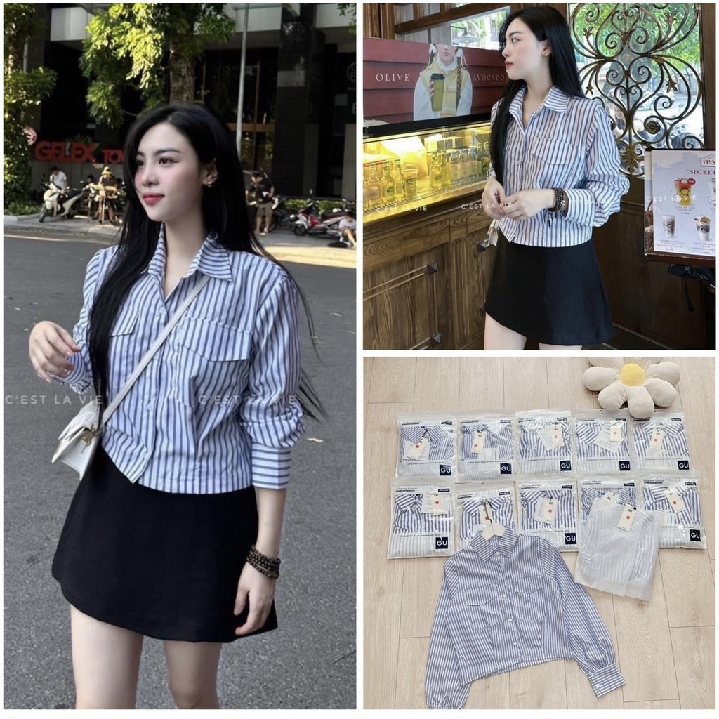 ✨BÁN SỈ✨A082- ÁO SƠ MI GU KẺ LI GẤU HAI TÚI 🌺