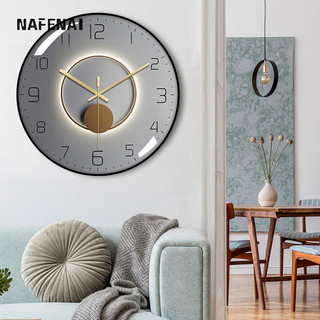 Nafenai Đồng hồ treo tường im lặng 12 Inch phòng khách đồng hồ thạch anh đơn giản và thời trang Đồng hồ Bắc Âu