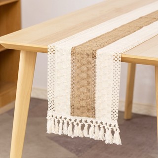 Bàn chạy cotton và vải lanh dệt tua rua dài khăn trải bàn nhà phòng khách trang trí khăn trải bàn dài khăn trải bàn trà bàn cờ