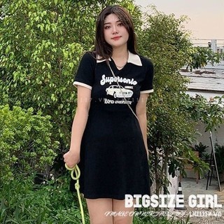 đầm polo nữ Bigsize Váy polo body suông dáng dài tay ngắn cổ phối in hình mùa hè Phong cách Hàn Quốc Thời Trang cá tính xinh đẹp cho người mập béo nữ