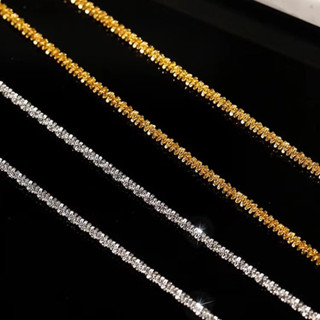  Vàng 18K Lấp Lánh Vòng Cổ S925 Bạc Vòng Cổ Đầy Sao Hoa Cúc Dây Xích Xương Cổ Dây Xích Xếp Chồng Trang Sức Quà Tặng Đám Cưới 