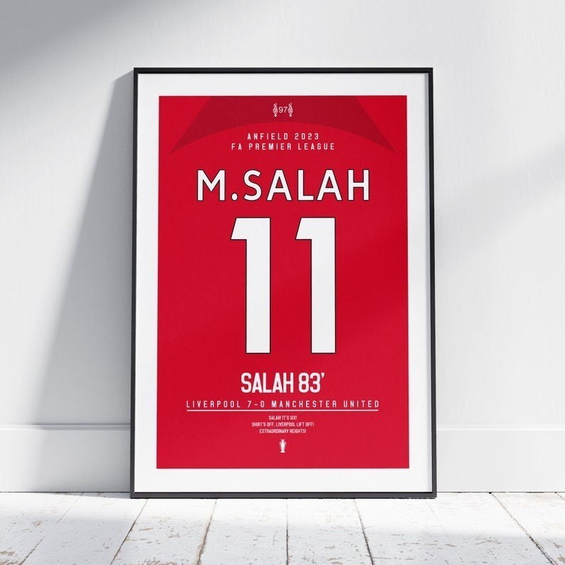 FREESHIP ⭐️ Poster Áo Của Salah Trong Trận Liverpool 7-0 MU - Phong Cách Retro 90s - Tranh Decal Dán