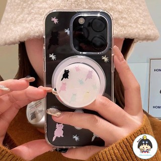 Ốp Điện Thoại Giá Đỡ Từ Tính Mèo Màu Thời Trang Tương Thích Cho IPhone 17 Air 16 15 14 13 12 11 Pro Max X XR 8 7 Plus Ốp Lưng TPU Mềm Chống Trơn Trượt