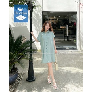 Váy Sơ Mi Nữ Dáng Dài Vintage Ảnh Thật  , Đầm Suông Nữ Túi Trước Tay Dơi Dáng Dài Form Rộng Freesize Tròn Xoe Shop