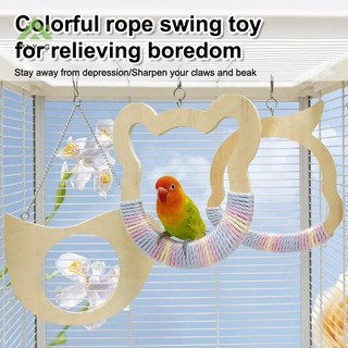 Pkyeg Xoay Ô Gỗ Chắc Chắn Lồng Chim Mài Móng Vuốt Đào Tạo Gỗ Vẹt Dây Cotton Xoay Chim Tiếp Liệu
