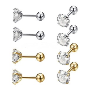 Faxhion 3 Prong Tragus Sụn Thép Không Gỉ Bông Tai Thời Trang Pha Lê Zircon Bông Tai Trang Sức
