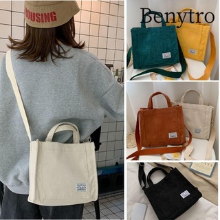 Benytro đeo vai Daphne cotton nhung kẻ có dây kéo phong cách vintage thời trang nữ