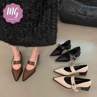 Giày cao gót mũi nhọn nữ Mary Jane Giày cao gót vuông cổ điển