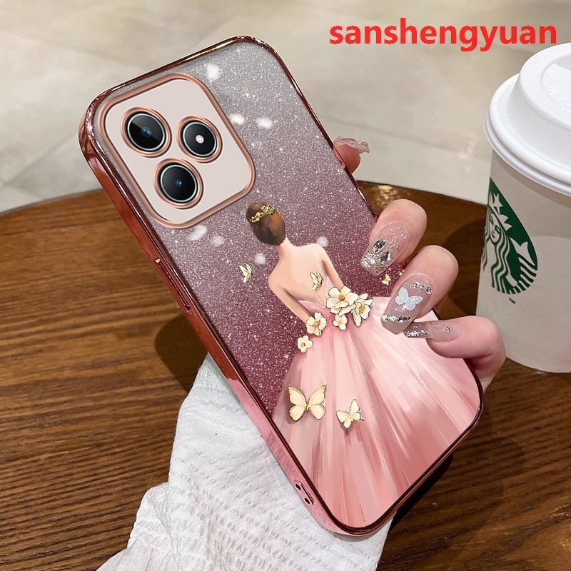 ốp lưng REALME C53 REALME C51 Ốp điện thoại REALME C53 REALME C51 có viền vàng mềm bóng trong suốt g