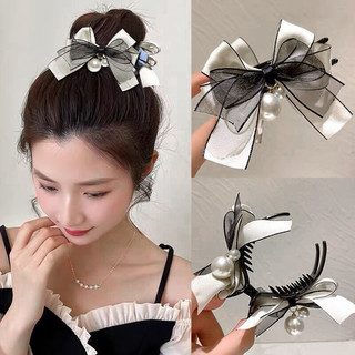 Kẹp tóc ngọc trai nơ Kẹp tóc bóng thanh lịch lớn