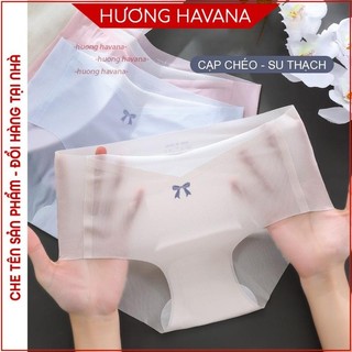 Quần Lót Nữ Su Thạch Không Viền cạp chéo phối voan tuyết tàng hình họa tiết nơ xinh FLQ229