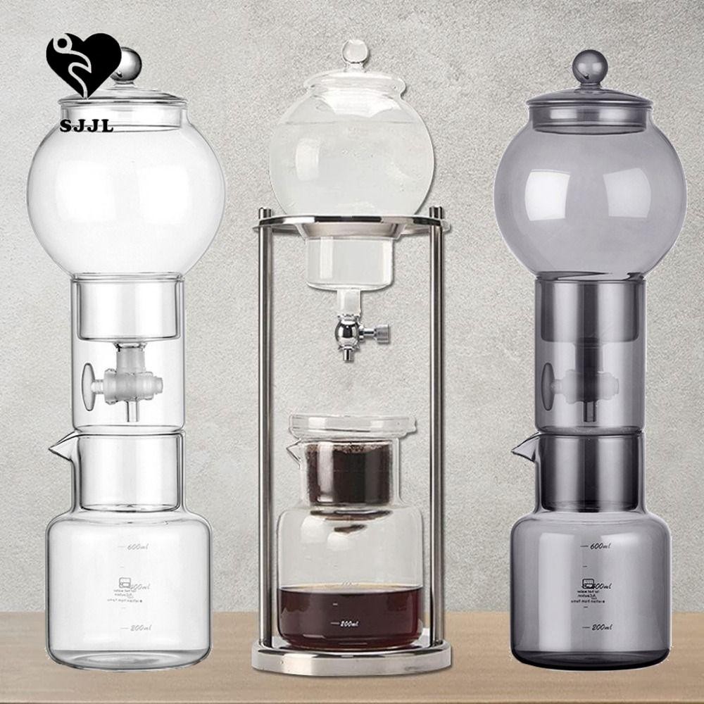 SJJL Máy pha cà phê Cold Brew, Công nghệ nhỏ giọt chậm Máy pha cà phê có thể điều chỉnh lưu lượng nước, Thủy tinh Borosilicate hiện đại Di động Tháp pha lạnh có thể tái sử dụng văn phòng
