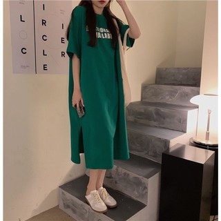 Váy dài đến đầu gối bằng vải cotton mùa hè dành cho nữ Oeggeo