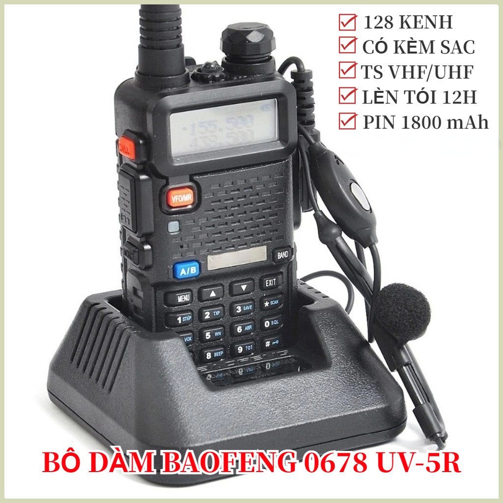 Bộ Đàm Baofeng 0678 UV-5R Bộ Đàm LCD Băng Tần Kép VHF Chất Lượng Cao