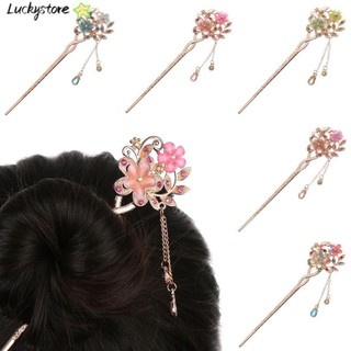 Trâm cài tóc hình bông hoa đính đá phong cách vintage nữ tính