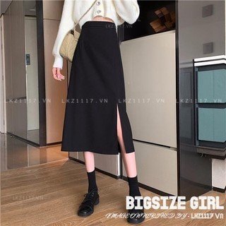 chân váy dáng dài Bigsize chân váy nữ lưng cao cạp cao chữ a xẻ tà mùa hè Phong cách Hàn Quốc Thời Trang tiểu thư cá tính xinh đẹp cho người mập béo