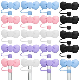 Đáng Yêu Nơ Tình Yêu Cánh Ống Hút Silicon Uống Bụi Nắp Chống Bắn Phích Cắm Bao Sáng Tạo Cốc Phụ Kiện Ống Hút Niêm Phong Dụng Cụ