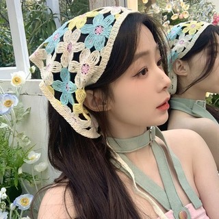 Khăn quàng cổ tam giác bên bờ biển hoa dành cho nữ kiểu Pháp Retro Tam giác dệt kim khăn trùm đầu
