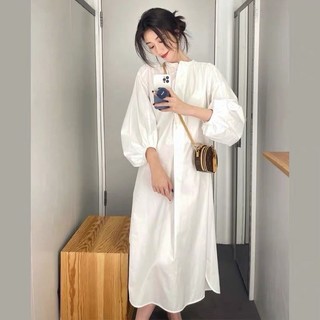 Váy dài Váy trắng Váy mùa hè Áo sơ mi