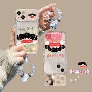 Ốp điện thoại thích hợp cho IPhone 13 Pro Max IPhone 14 15 Pro Max cho IPhone 11 12 Pro Max X XR XS Max SE 7 Plus 8 Plus Thiết kế đế gương cô gái đáng yêu thú vị có vòng đeo tay