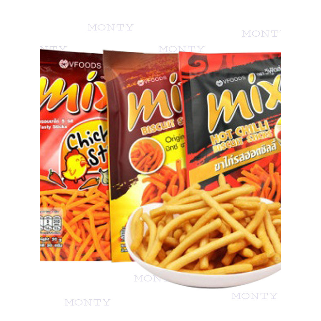 [ giảm giá 45%] Combo 3 gói Snack bim bim tăm que cay MIX Vfoods Thái Lan giòn giòn ngon gói lớn 60g