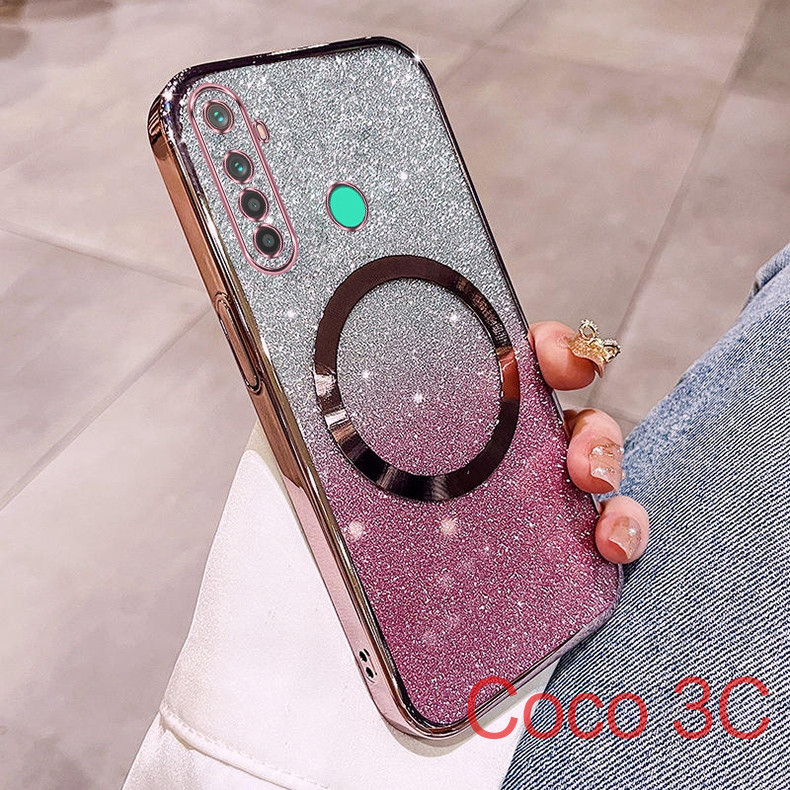 Ốp điện thoại OPPO Realme 5 5i 5s 6i 5 Pro Mạ lấp lánh Vỏ điện thoại silicon chống sốc Thiết kế mới Sạc từ tính không dây Vỏ trong suốt