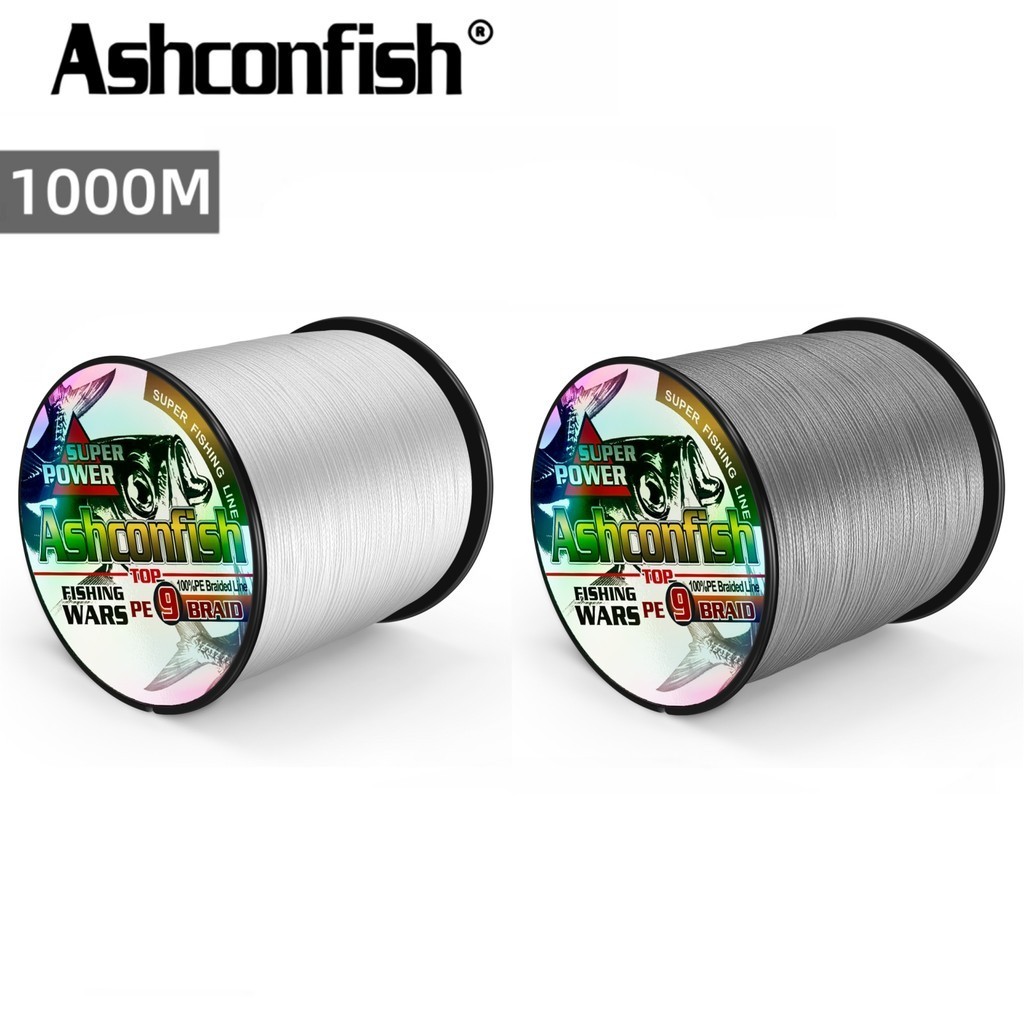 Ashconfish 9 Sợi 1000M Dây Câu Bện X9 Multifiber PE Line Màu Trắng Xám