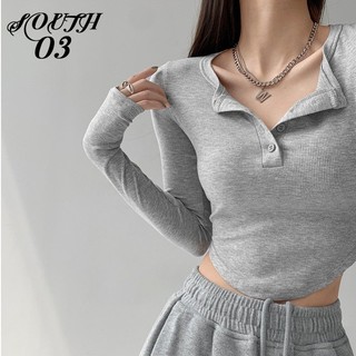 Áo Thun Nữ Tay Dài Cổ Chữ V Thời Trang Quyến Rũ