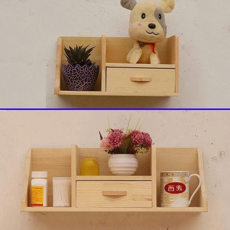 Kệ sách treo tường bằng gỗ nguyên miếng Giá đựng đồ treo tường tủ đựng đồ treo tầng dưới nhiều tầng 