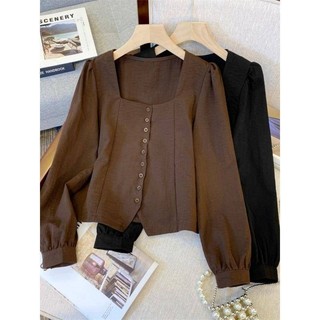 Áo Sơ Mi Dài Tay Size Lớn Nữ Cổ Vuông Ôm Hơn Nhìn Bao Bụng Sang Trọng Top