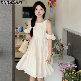 Váy nữ DUOHANZI, Phong cách dịu dàng mùa hè, Váy ngắn lệch vai kiểu Pháp ngọt ngào, giảm béo, giảm tuổi