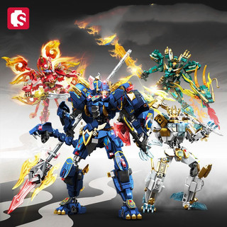 Mô hình đồ chơi lắp ráp 2 in 1 mecha rô bốt bạch hổ 103330 rô bốt thanh long 103331 chu tước 103332 mecha huyền 103333