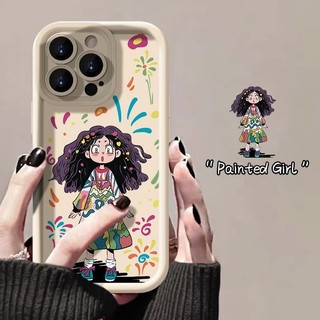 Phim hoạt hình hoạt hình sáng tạo Graffiti Girl Thích hợp cho iPhone13promax Vỏ điện thoại Apple 15 14 12 11 XR XSMAX 7plus 8PLUS Vỏ bảo vệ silicon trọn gói