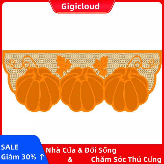 Gigicloud Bí Ngô Ren Lò Sưởi Khăn Vải Lò Sưởi Mùa Thu Bàn Dành Cho Lễ Tạ Ơn Trang Trí Cửa Sổ Bàn