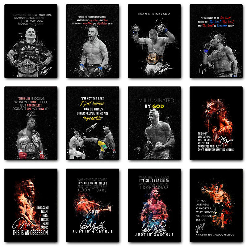 Boxer Treo Tường Nghệ Thuật Poster Mike Tyson Muhammad Ali Tạo Động Lực Trích Dẫn Trang Trí Nhà Hình