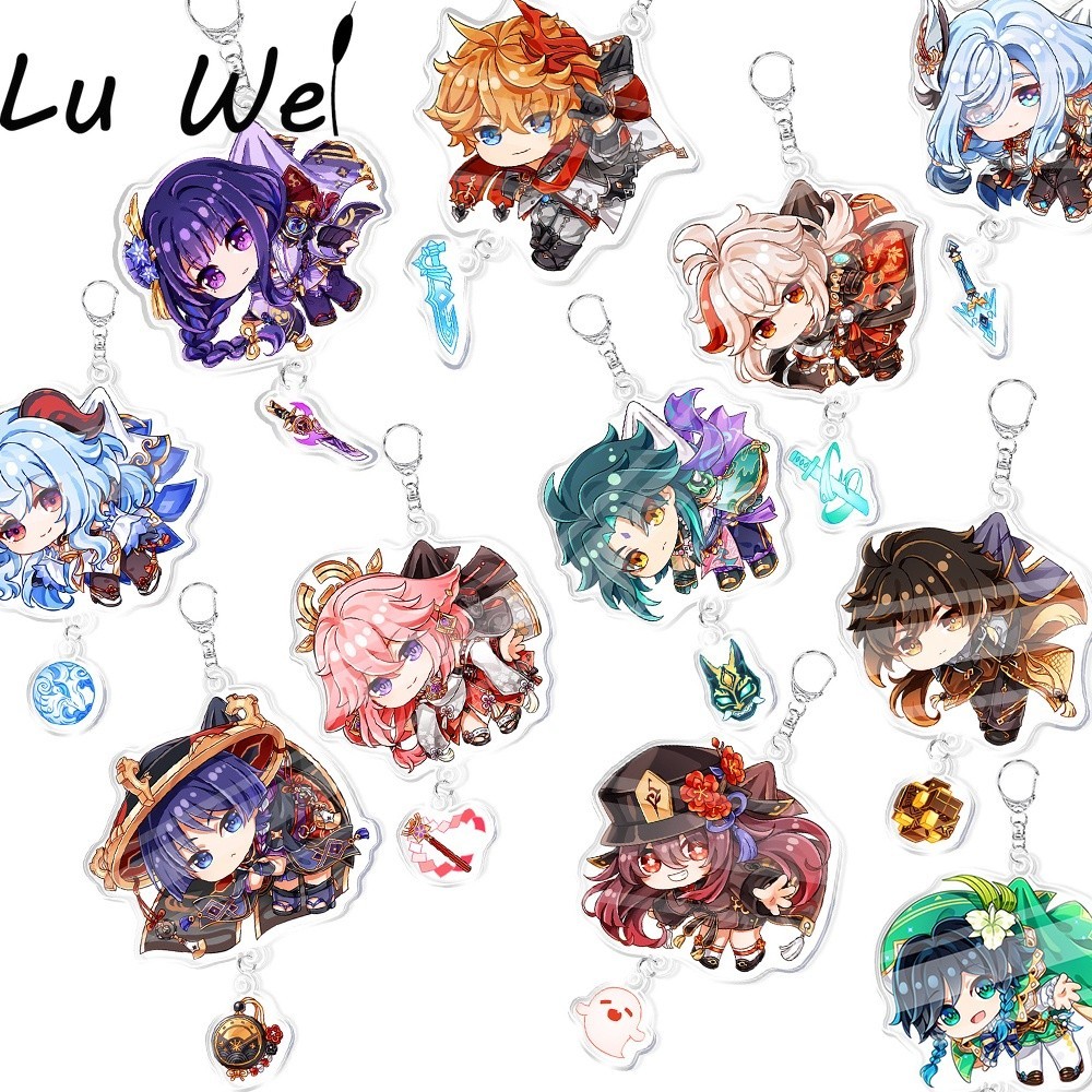 Móc khóa Anime Genshin Va Chạm keqing Venti Diluc Klee Hung Dễ Thương Phụ kiện trang trí túi xách Ba