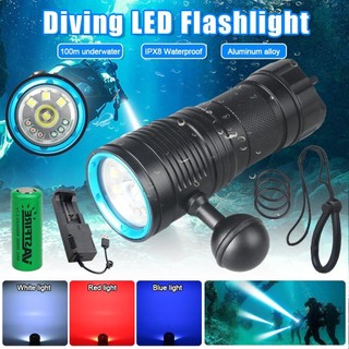 Đèn LED chụp ảnh dưới nước chuyên nghiệp Đèn nổi bật 10000Lumen Đèn pin lặn 100M Đèn pin máy ảnh Video chống nước