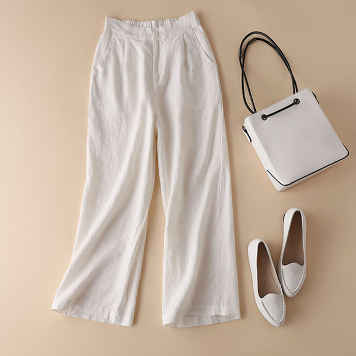 Quần Crop Linen Nữ Quần Mỏng Thường Ngày Rời