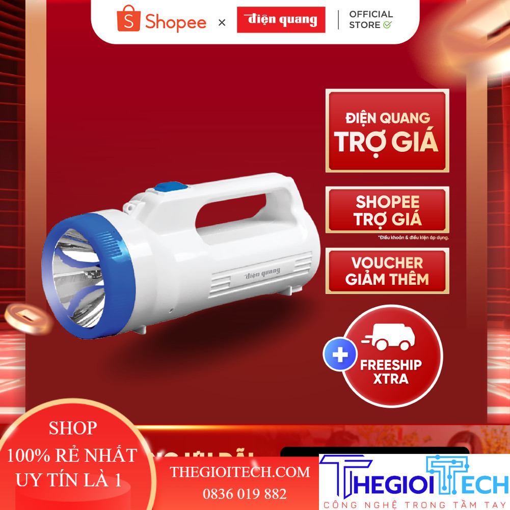 Đèn Pin LED Điện Quang ĐQ PFL06 R (Pin sạc) - Trắng - Xanh dương